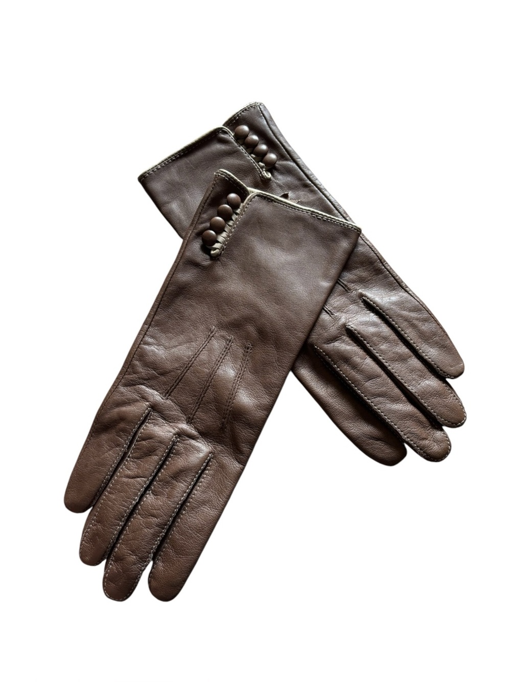 Preston & York chocolate Brown Leather silk Gloves equestrian heritage feminine